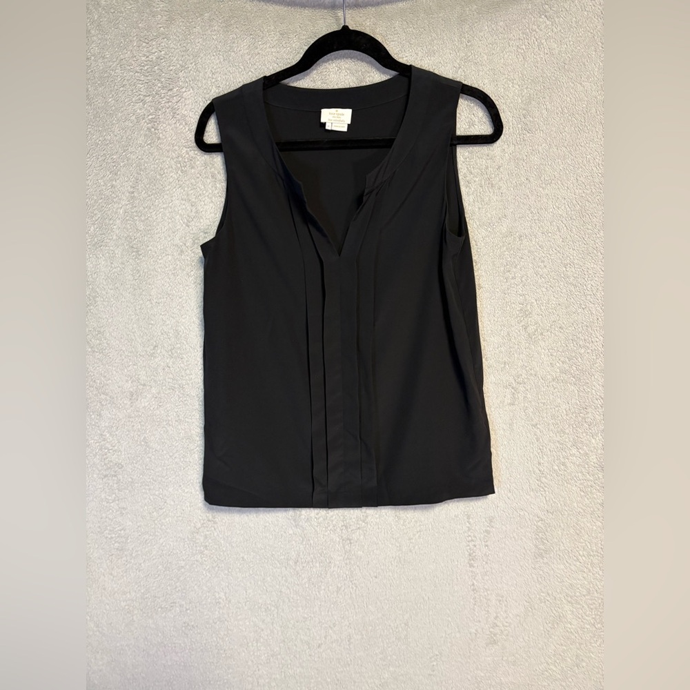 Kate Spade (size 6) black, silk blouse with ruffled v-neck